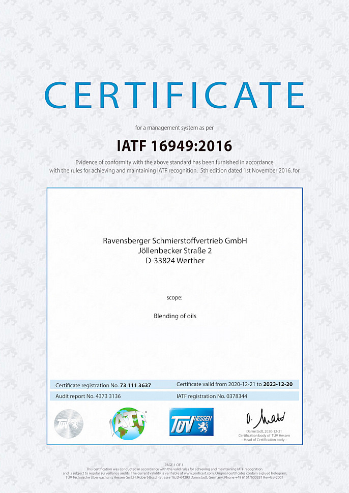 Сертификат IATF 16949:2016 Сертификат IATF 16949:2016